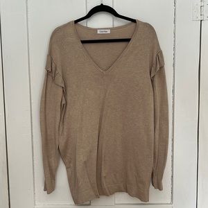 Calvin Klein XL Ruffled Sweater Beige